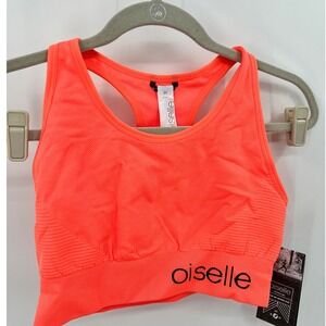 Oiselle In2Sports Bra Snap Neon Orange Racerback Seamless Running Bra Large NWT